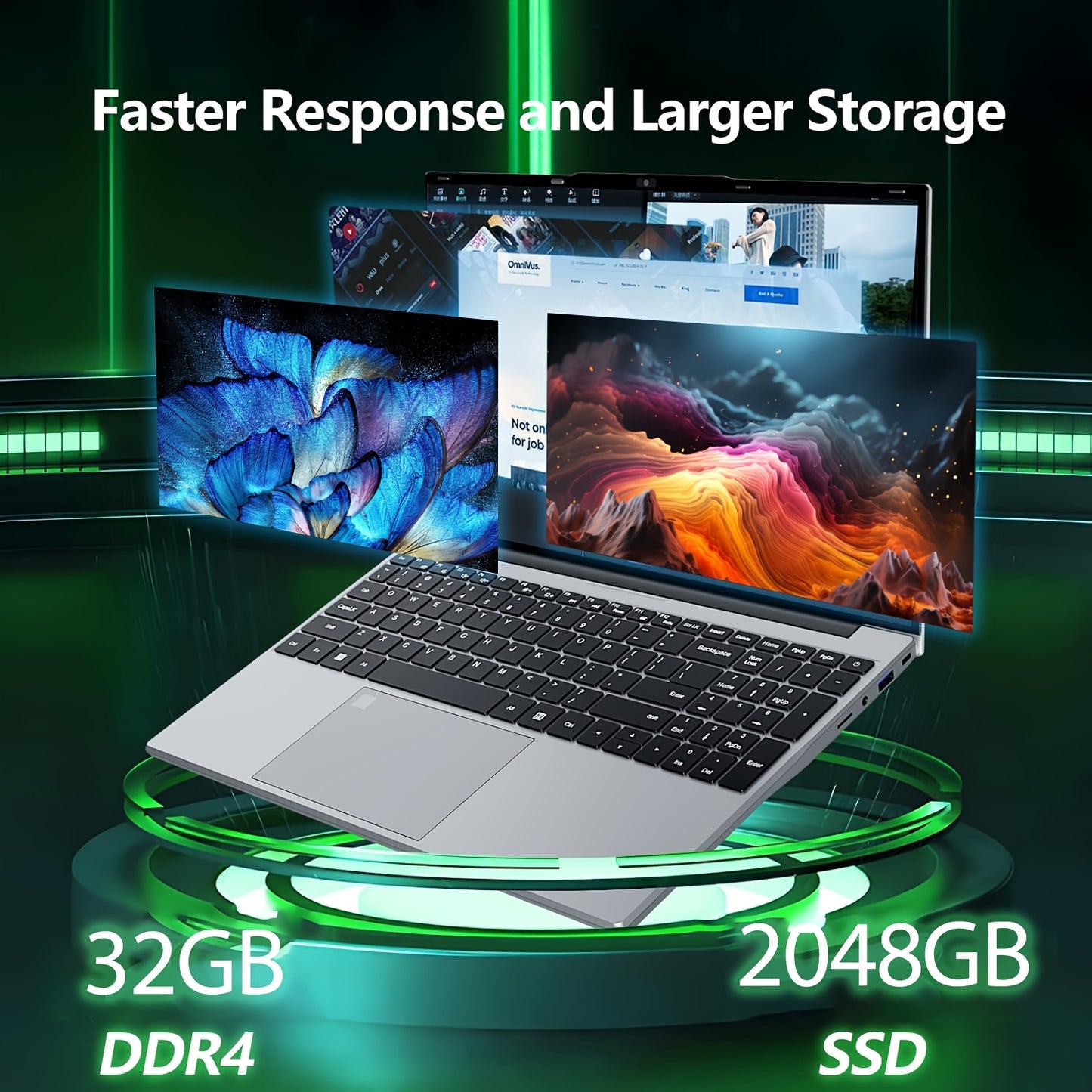 Gaming Laptop Celeron N5095 32GB RAM 2TB SSD Backlit
