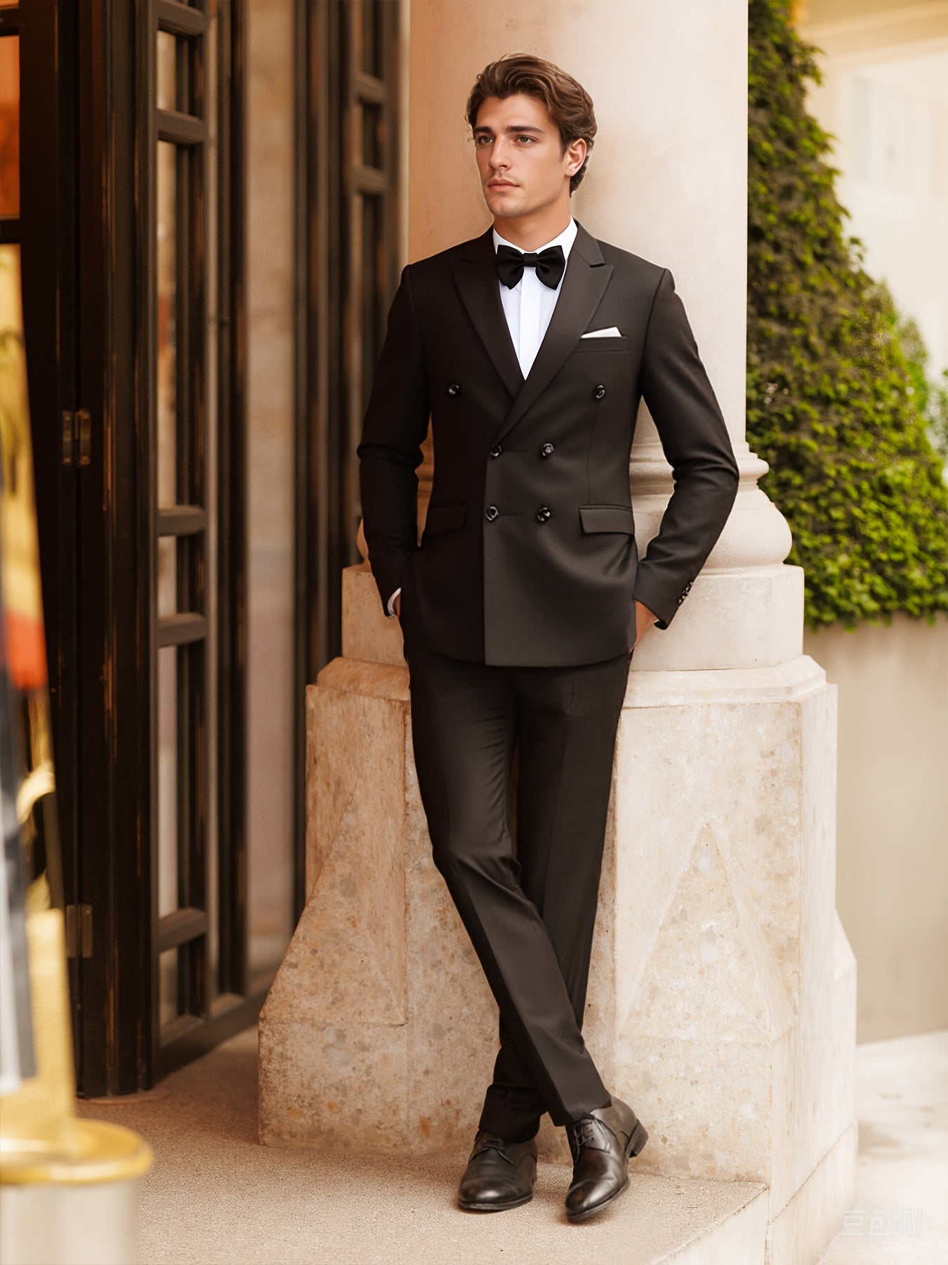 Men's Slim Fit Suit Set Notch Lapels Double Breasted