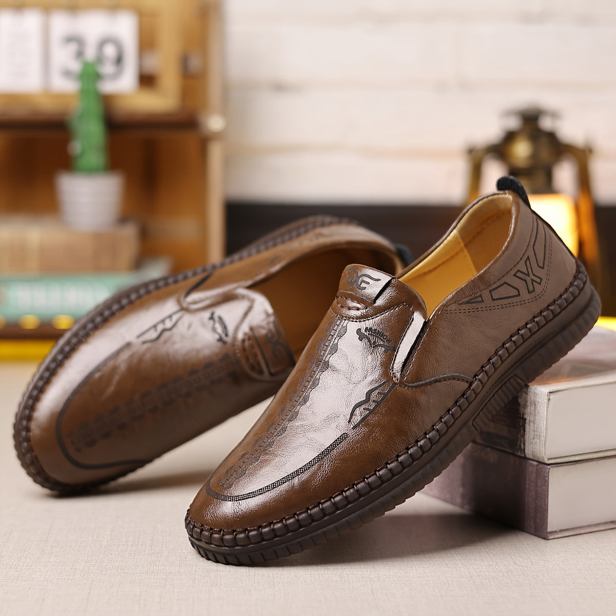 Men's Casual Slip On Shoes PU Upper Rubber Sole All Season