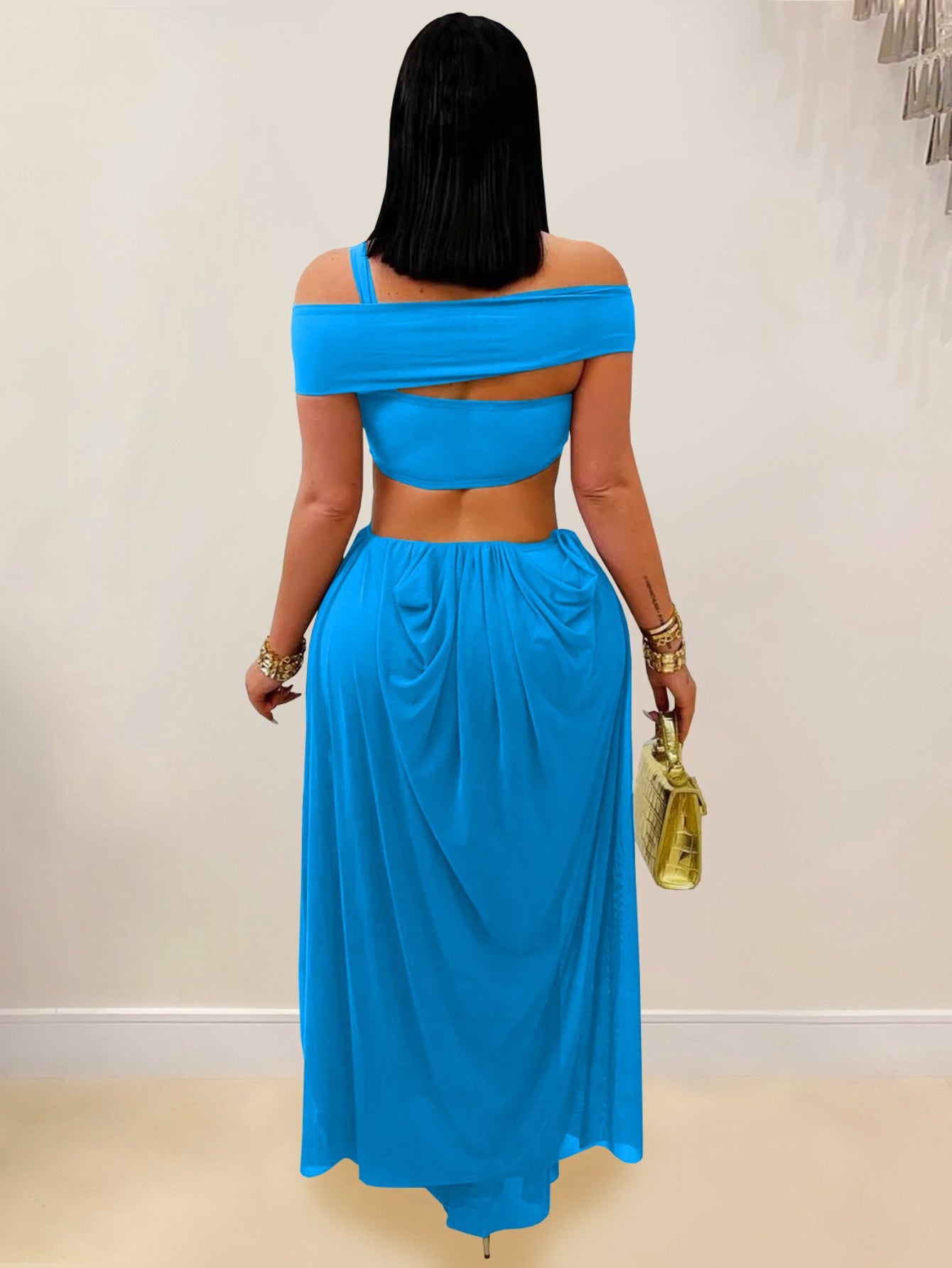 Sexy Strapless Bodycon Sheer Mesh Dress for Evening Wear