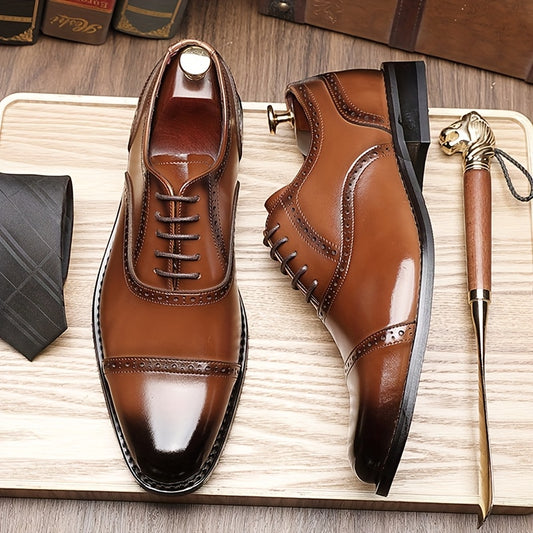 JASONSTAR Brogue Cap Toe Oxford Dress Shoes For Men