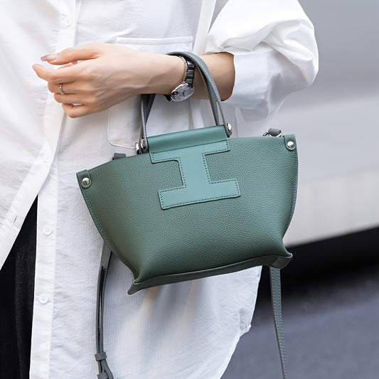 Leather Handbag Large Capacity With Detachable Strap