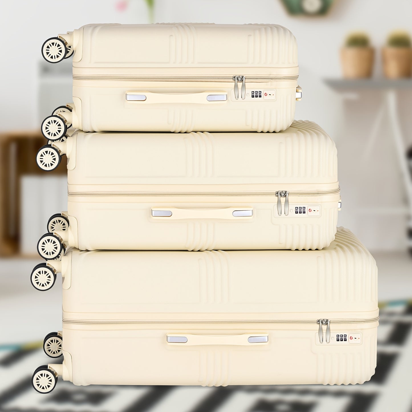 Durable ABS Hard Shell 3 Piece Suitcase Set With 360 Wheels