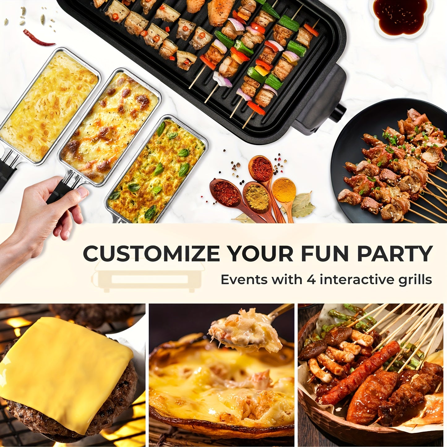 PUKOMC Electric Commercial Griddle 1500W Indoor Smokeless