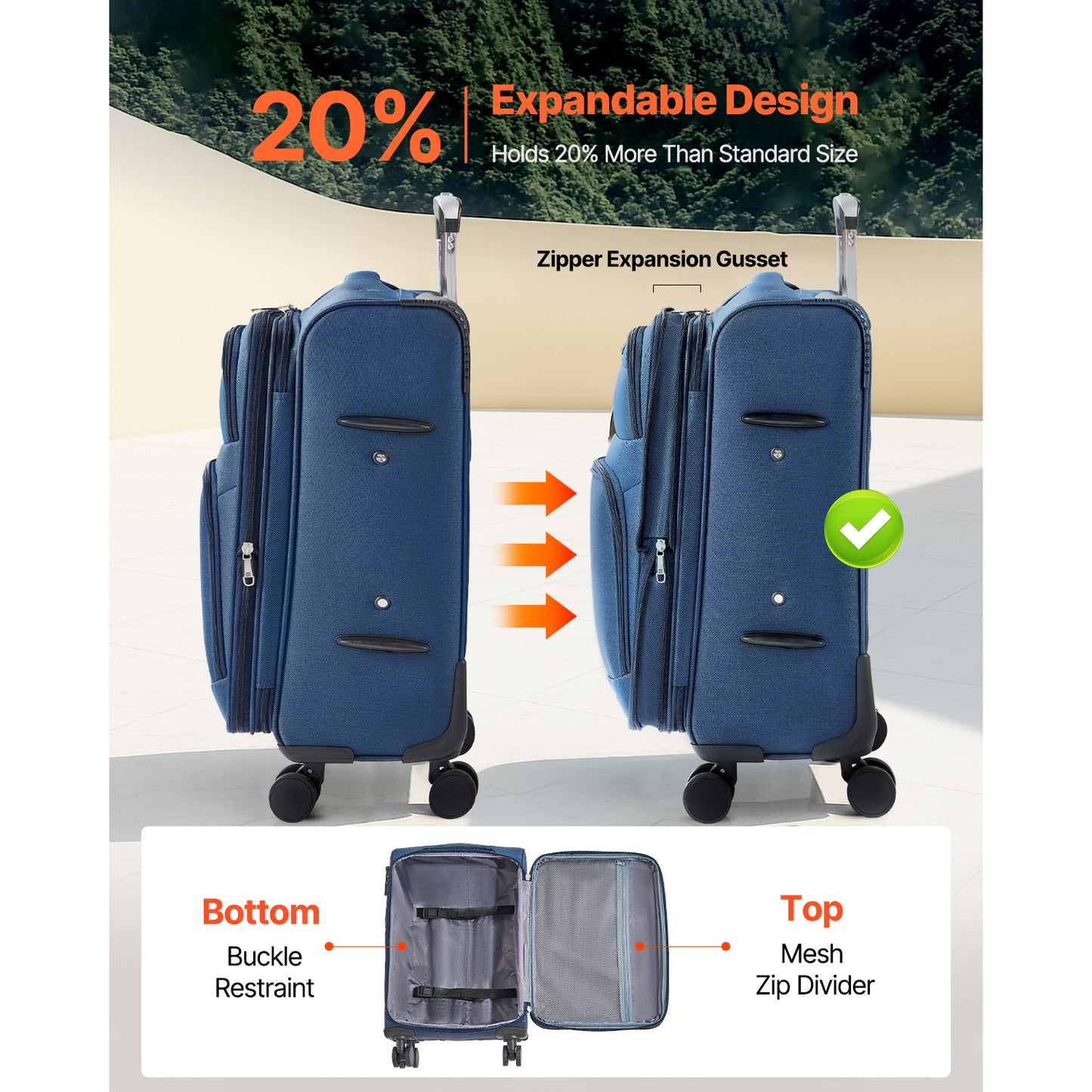 VEVOR Expandable Luggage With Spinner Wheels Carry On
