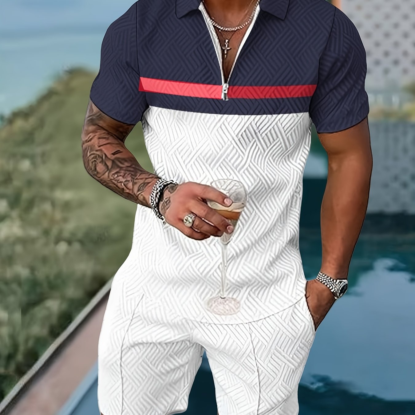2Pc Men's Casual Sportswear Set 3D Printing T Shirt Shorts