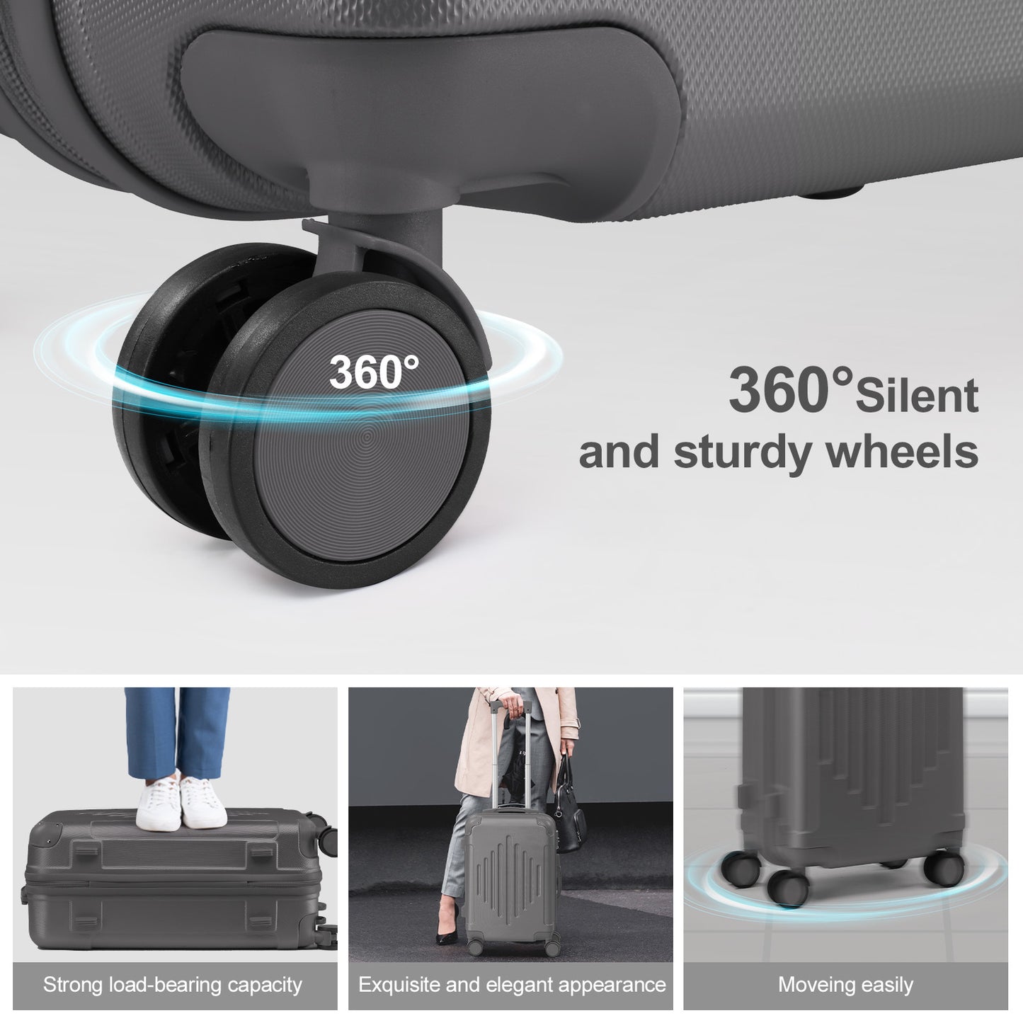 MOTORHOT Hardshell Luggage Set Lightweight Spinner Wheels