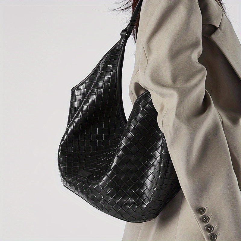 Vintage Cowhide Woven Leather Tote Bag by Unknown Brand