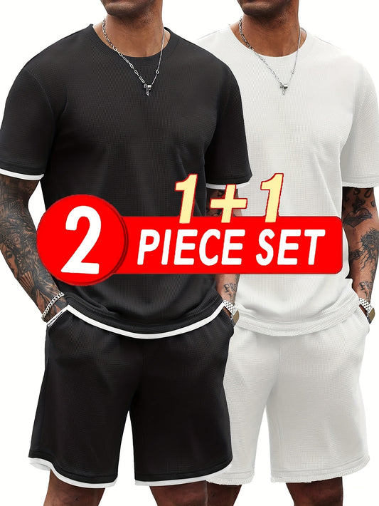 Mens Summer Casual Shirt And Shorts Set With Short Sleeves