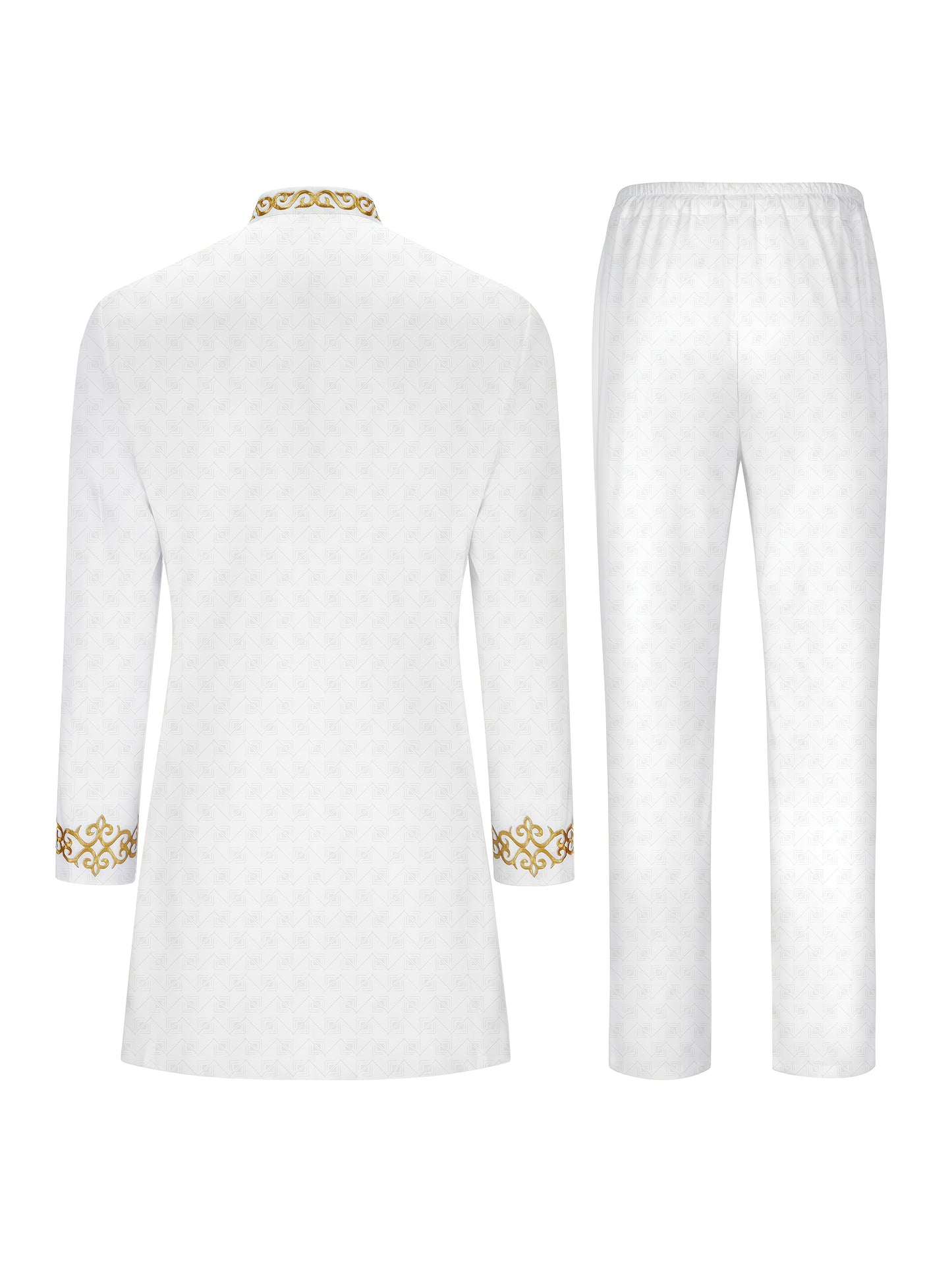 Geometric Pattern Men's Casual Two-Piece Suit Set Polyester