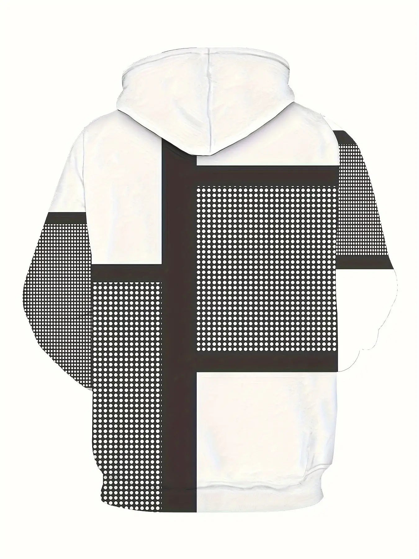 Mens Heavyweight Hoodie Geometric Pattern Sweatshirt