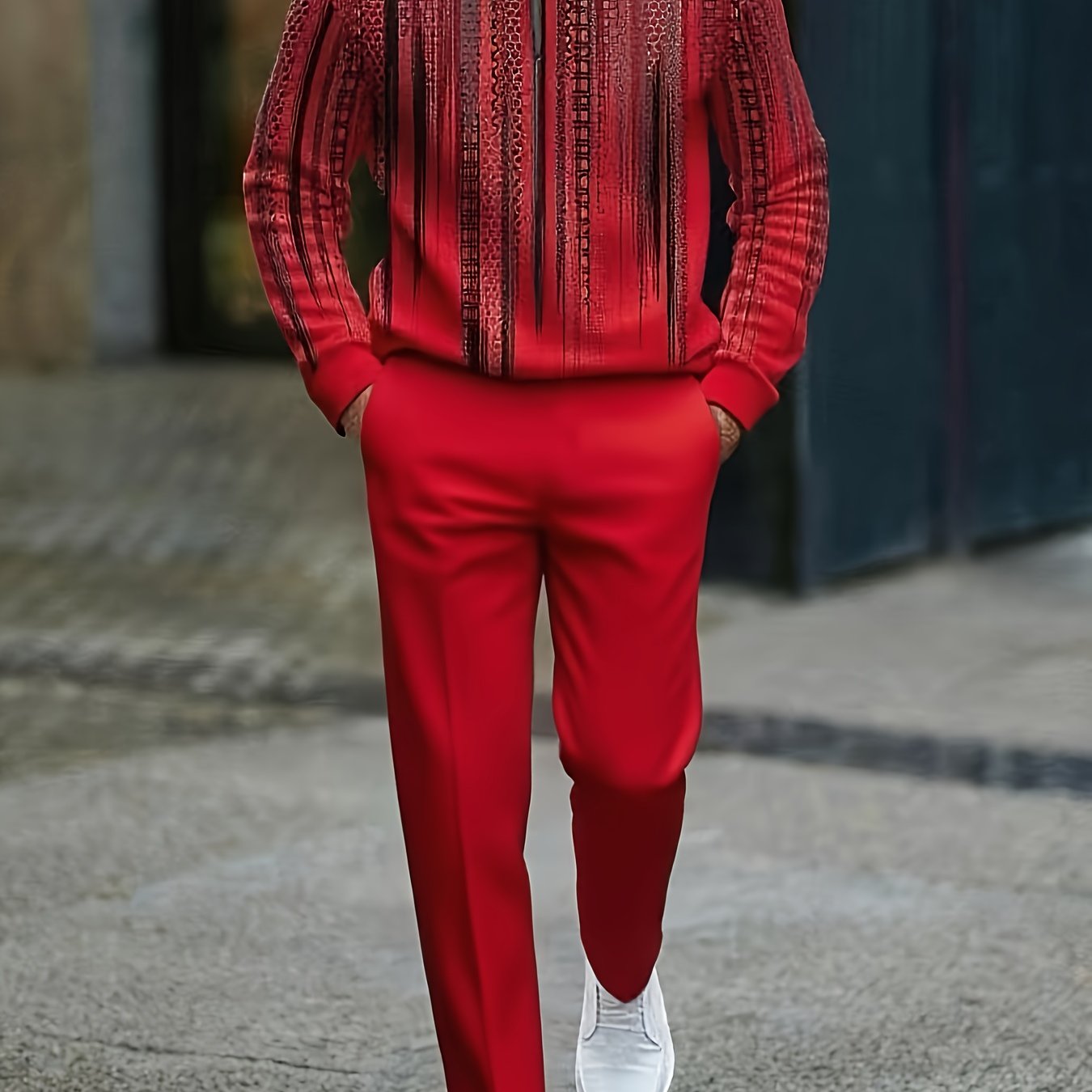Mens 2 Pack Long Sleeve Sports Suit Set With 3D Pattern
