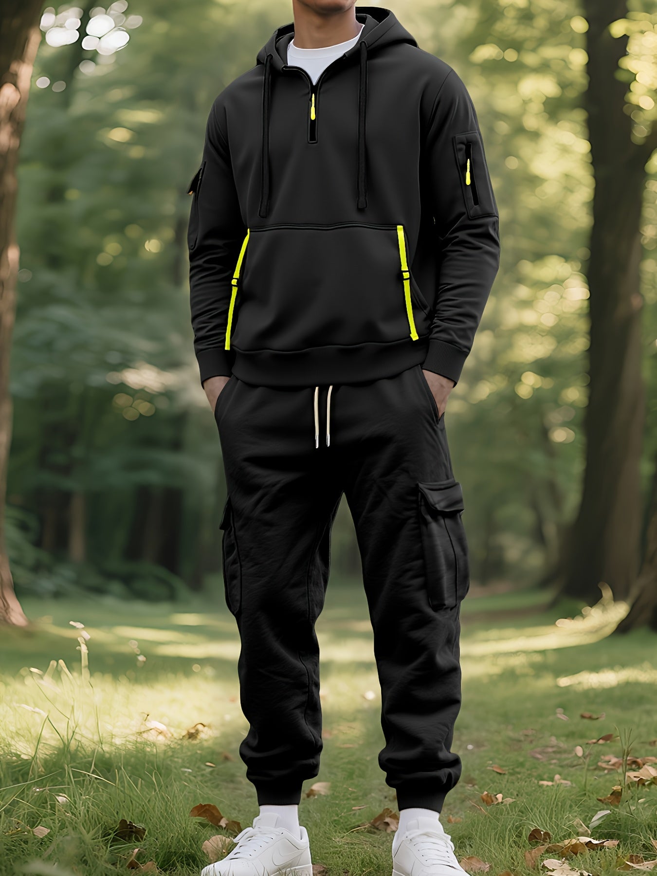Mens Hooded Sports Set With Multi Pocket Utility Gear