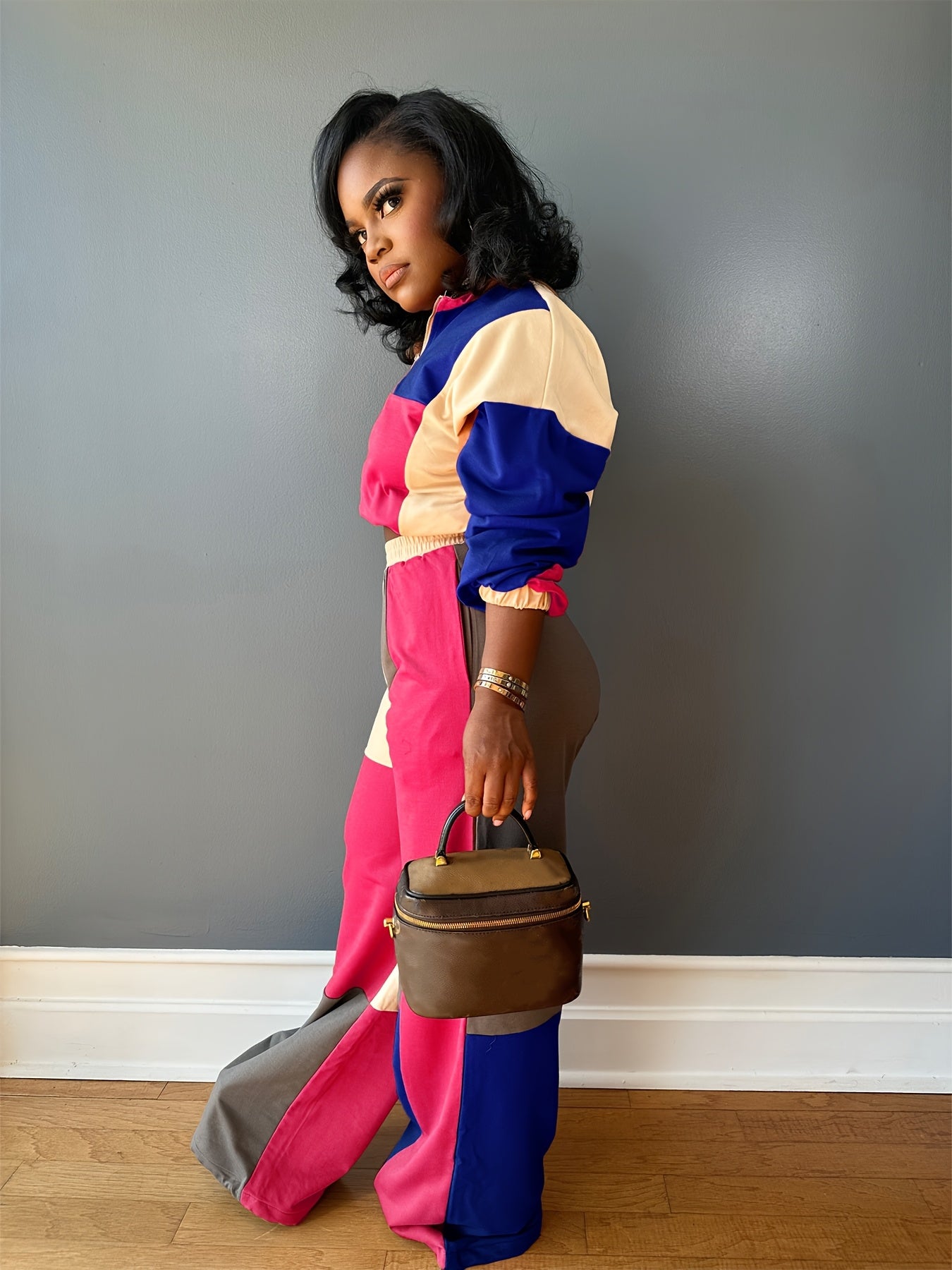 European American Style Two Piece Women Set Top And Pants