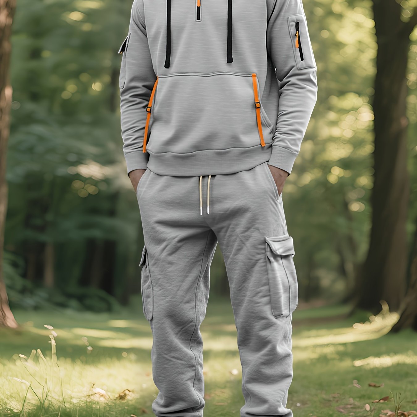 Mens Hooded Sports Set With Multi Pocket Utility Gear