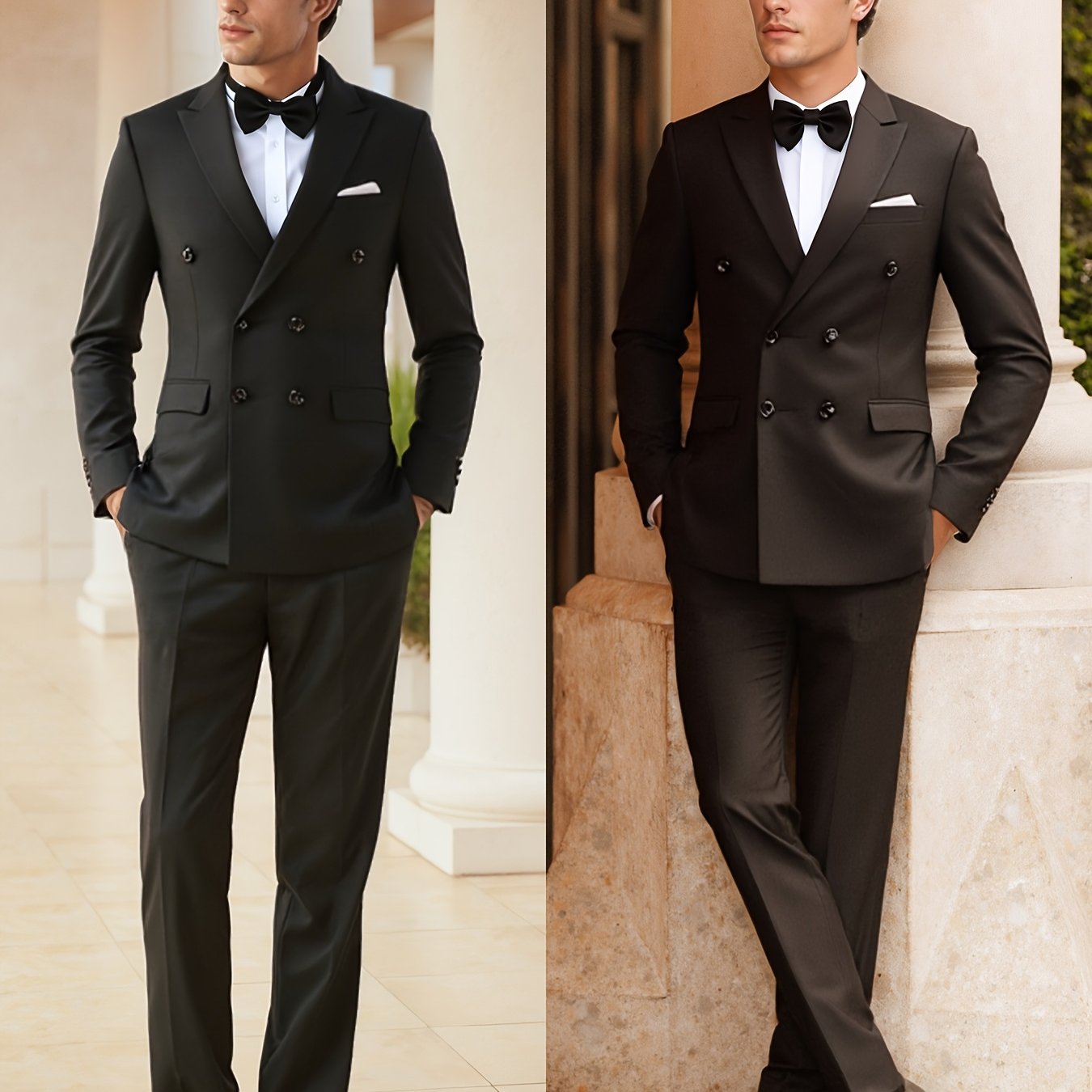 Men's Slim Fit Suit Set Notch Lapels Double Breasted
