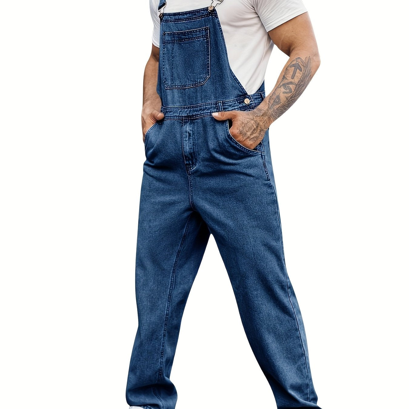 Men's Denim Bib Overalls Straps Boot Cut Casual Jumpsuit