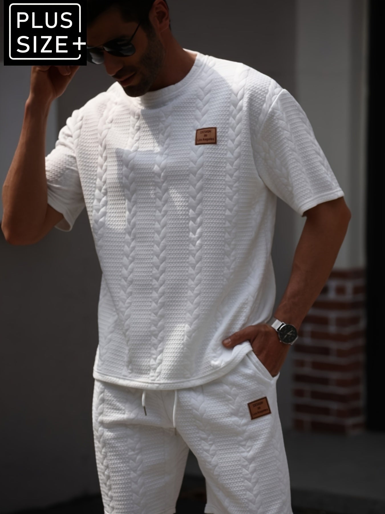 Mens Jacquard Two Piece Casual Set Breathable Homewear