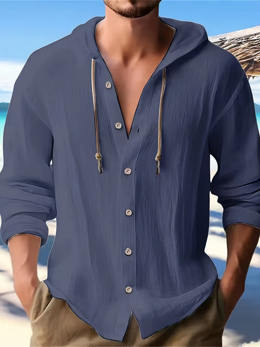 SCACTO Hooded Mens Sports Casual Shirt For Weekend Wear