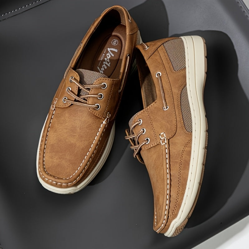 VOSTEY Men's Penny Loafer Slip On Boat Shoes Three Eye