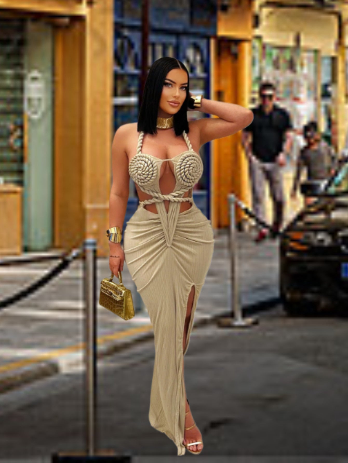 Bohemian Backless Halter Neck Mermaid Dress for Evening