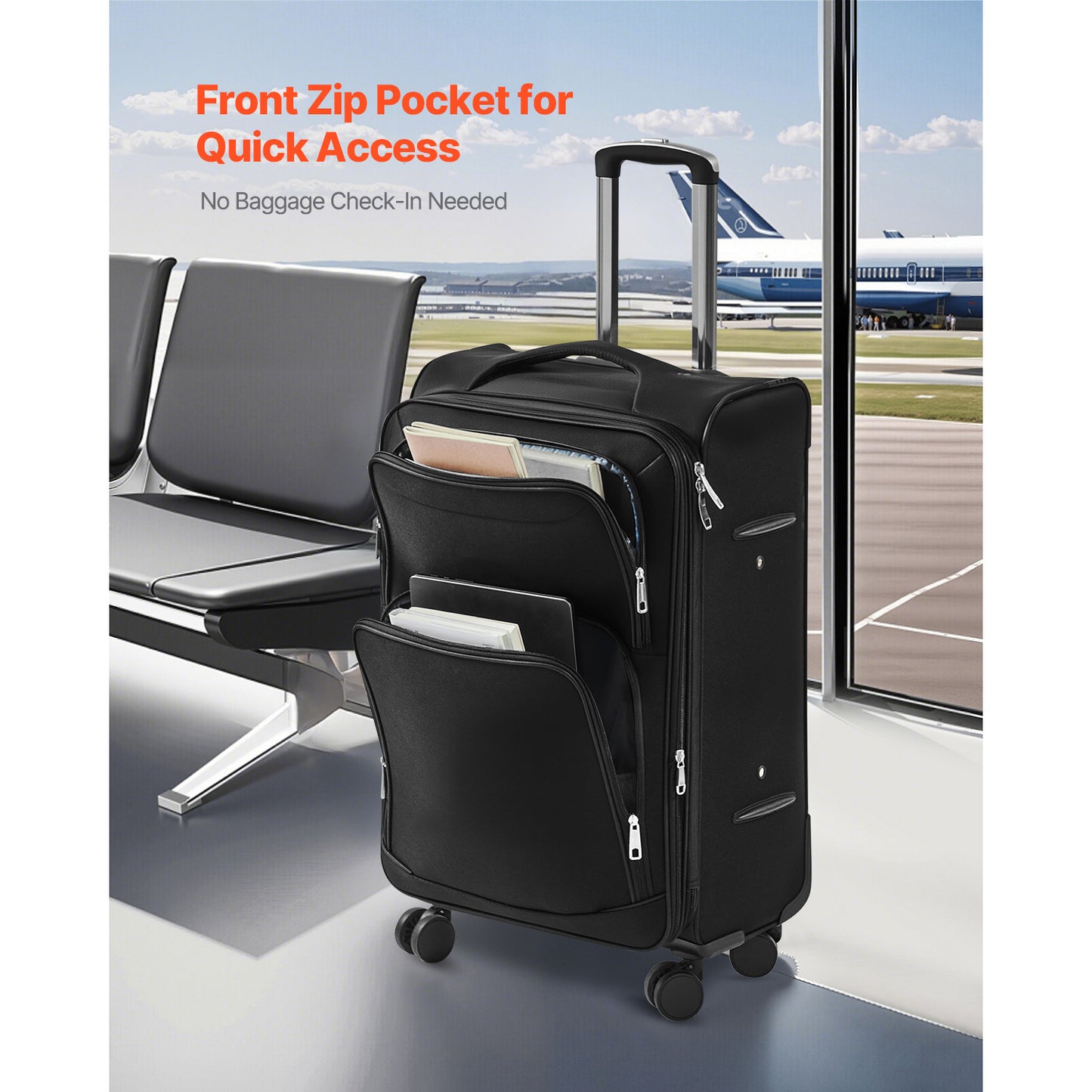 VEVOR Expandable Luggage With Spinner Wheels Carry On