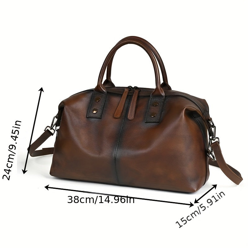 Genuine Leather Dumpling Bag Top Handle Detachable Strap