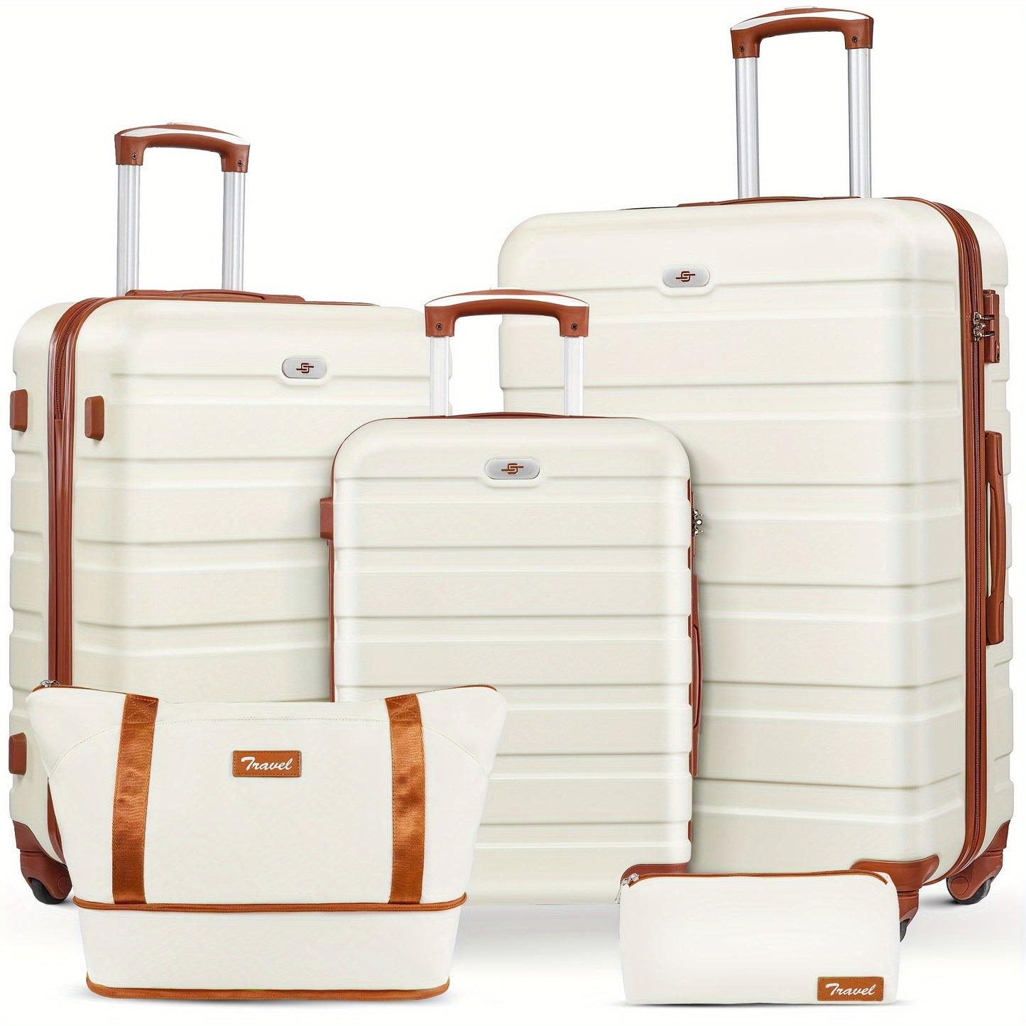 Sturdy Luggage Set With Expandable Duffle And Cosmetic Case