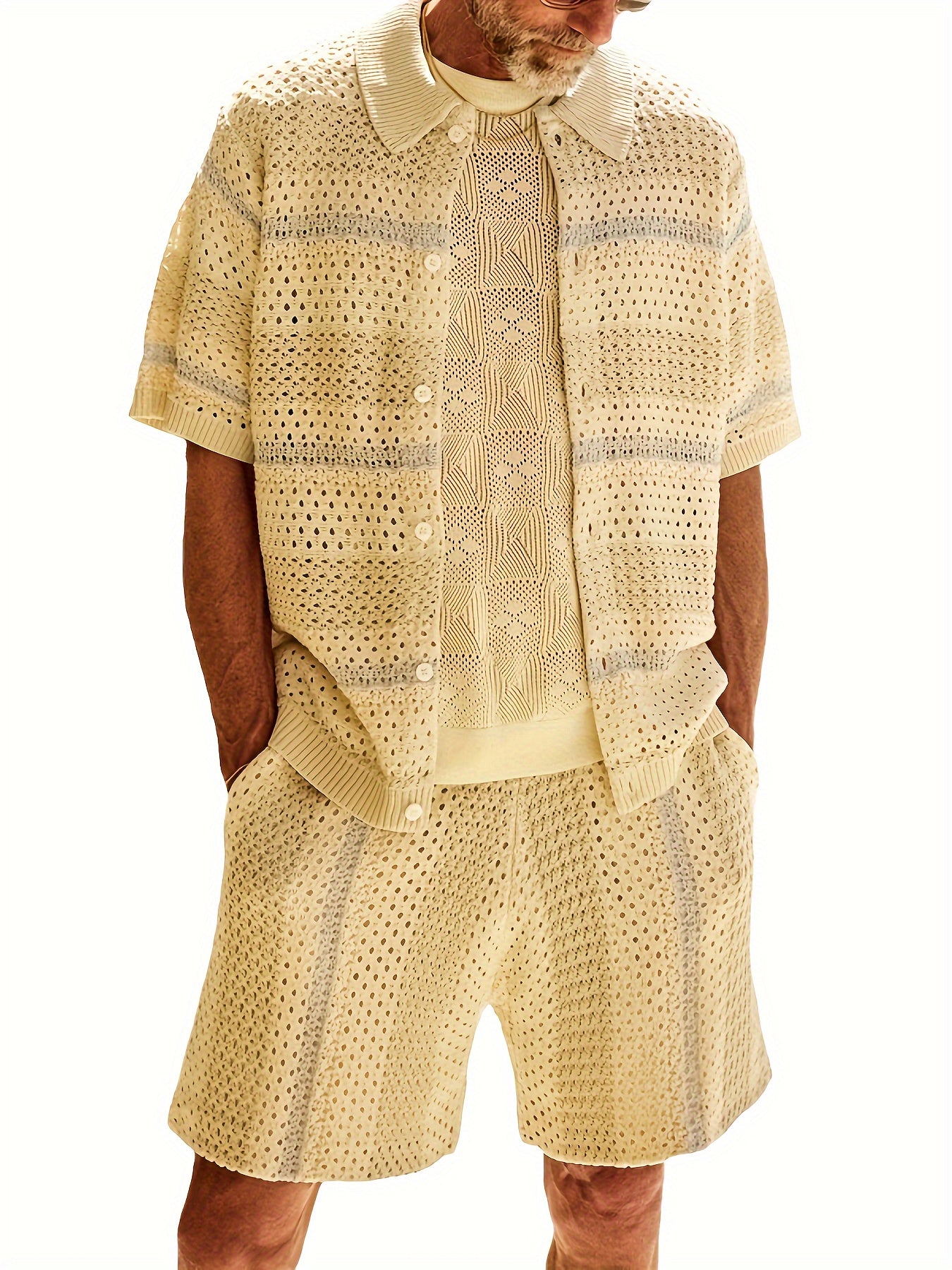 Mens Loose Gulda Suits With Stand Collar Pocket Detail