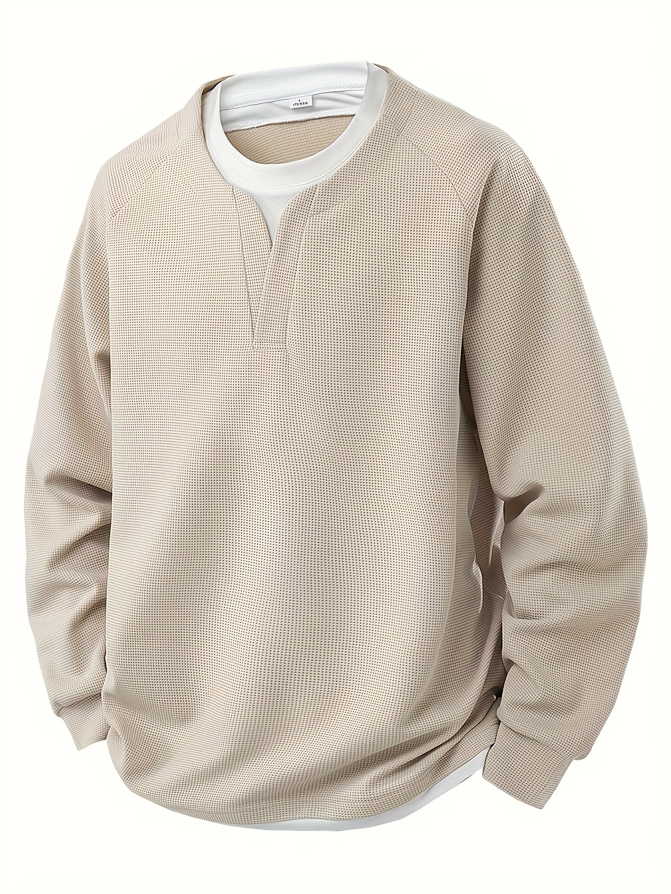 Men Waffle Long Sleeve T Shirts And Patchwork Sweatshirts
