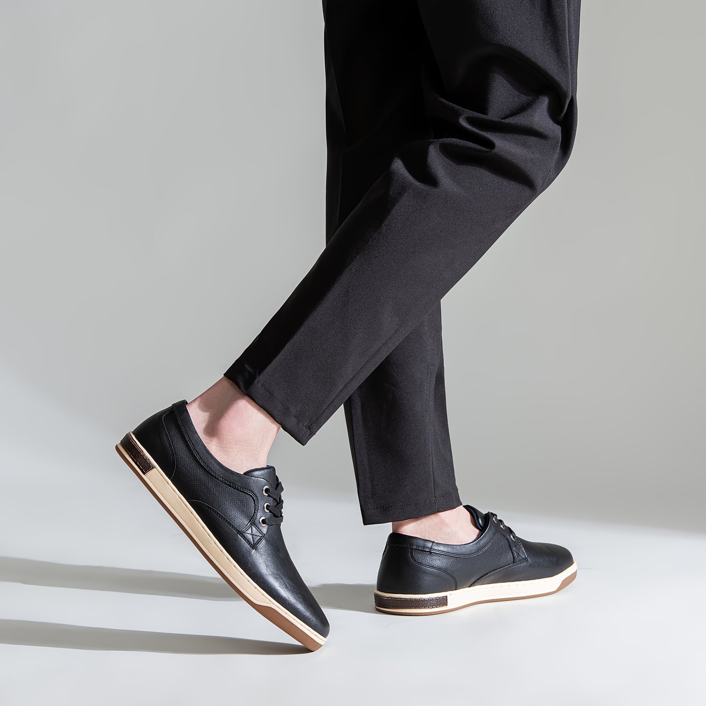 JOUSEN Men's Glossy Low Top Sneakers Breathable Mesh Lining