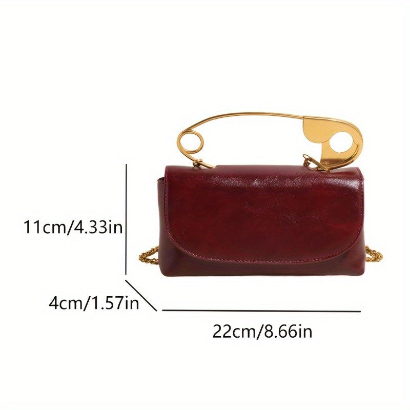 Elegant Faux Leather Crossbody Bag Removable Chain Strap