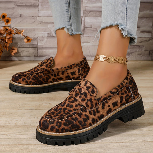 All Nations Emporium Leopard Print Penny Loafers Slip On