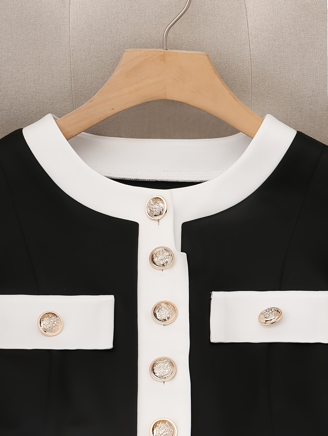 Elegant Two Piece Set Jacket and Skirt With Button Placket