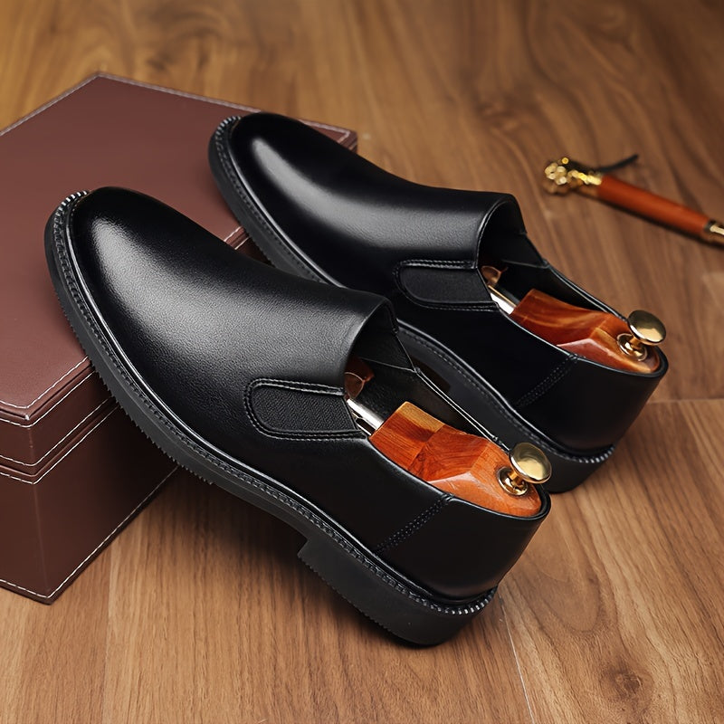 Men's Pointed Toe Slip On Loafers PU Insole Leather Upper